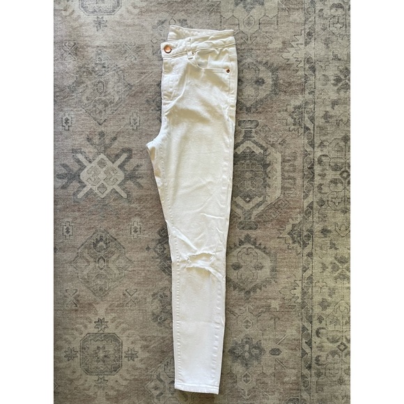 ASOS Ridley Skinny Ankle Grazer White Jeans Rip - Picture 1 of 6